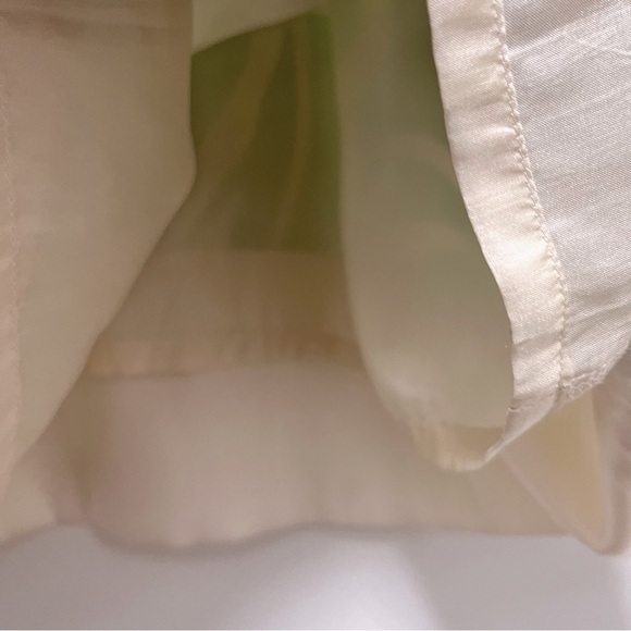 VINTAGE 100% Silk Green Cream Mid Century Style Shift Dress Size 8 - Picture 11 of 11